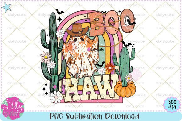 Boo Haw Cowboy Retro Halloween Cactus