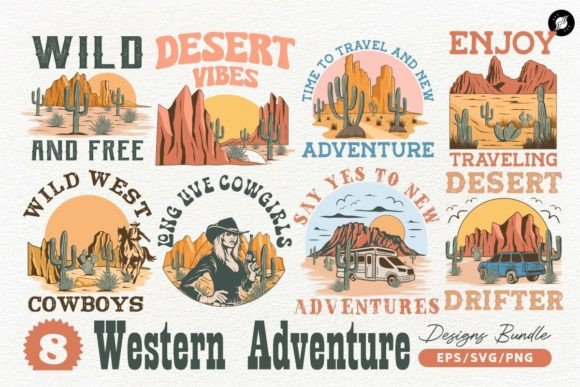 Retro Western Travel Adventure Designs