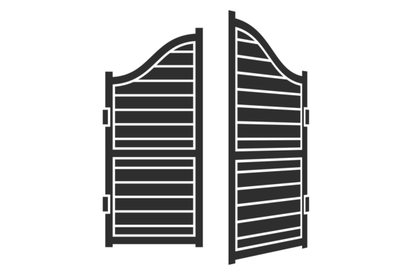 Saloon Doors Black Silhouette: Western S