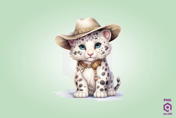 Snow Leopard Wearing a Cowboy Hat