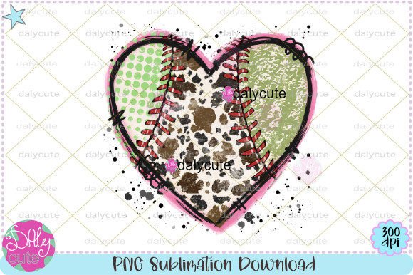Softball Western Heart Leopard Clipart