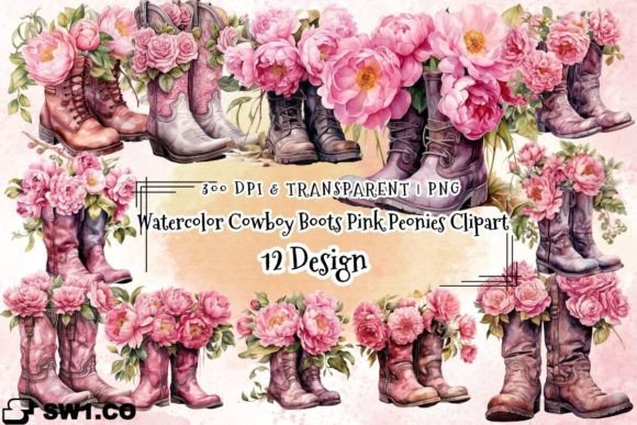 Watercolor Cowboy Boots Pink Peonies Embroidery Review